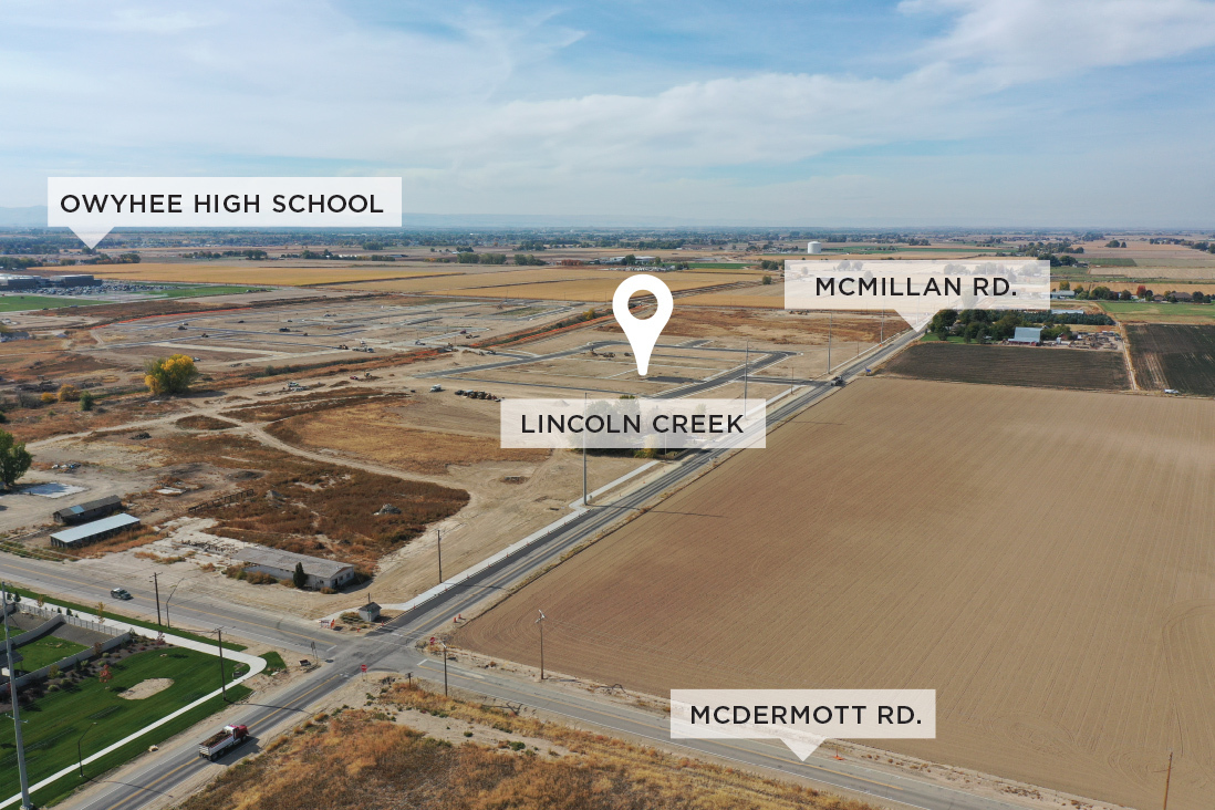 Lincoln Creek Aerial with important landmarks